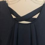 Crescent Stitch Fix Navy Blue Criss Cross Back Pleated Short Sleeve Top Womens S Photo 1