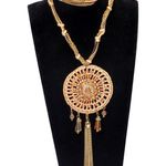 Rhinestone Chain Dangle Bohemian Necklace 26" Lobster Closure Photo 2