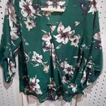 West Kei  Emerald Green Floral Print V Neck Dolman Sleeve Blouse MP Photo 1