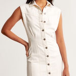 Abercrombie & Fitch Women's Abercrombie Collared Denim Shift Mini Dress Button Up Small Cream Photo 0