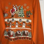 Jerzees  Sweater All Over Graphic Print Vintage Ugly Christmas Sweatshirt Glitter Photo 2
