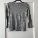 J.Crew  Grey Scalloped Neckline 3/4 Sleeve Knit Top 100% Cotton Size XXSMALL EUC Photo 3