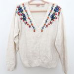 VTG Huntington Ridge Womens Cardigan Sz S Cream Embroidered Floral Cottage Cozy Photo 0