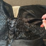 Women’s Black Satin 3/4 Sleeve Sparkly Sheer Bodice Formal Dress LegSlit Size 12 Photo 6