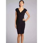 Adrianna Papell  Shutter Pleat Sheath Dress Size 10‎ Short Sleeve Black $158 Photo 1