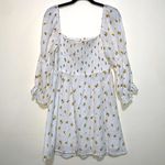 Kourt calypso mini dress on/off shoulder long balloon sleeve woman LARGE floral White Photo 0