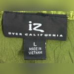 Iz Byer  L Victorian Style Satin Blouse in Olive Sheen with Flower Photo 3