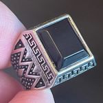 Vintage black resin S925 antique silver ring size 8 Photo 5