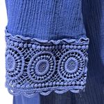 La Blanca Island Fare Blue Crochet Detail Tunic Coverup MEDIUM Beach Resortwear Photo 3