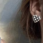 1 Pair Simple Heart Earrings Black Photo 1