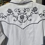 SCULLY WOMEN'S ROSE EMBROIDERED White/Black WESTERN SHIRT M Black Size M Photo 9