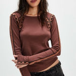 Free People Lost Love Embroidered Long Sleeve Top Photo 0