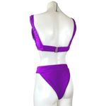 Agua De Coco Puple Square Neck Two Piece Beach Swimsuit Swimwear Bikini Set M Purple Size M Photo 1