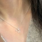 Dainty Bow Necklace Silver Photo 4