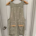 Pilcro and the Letterpress Pilcro by Anthropologie Dessa Romper Floral Embroidered Green Overalls Medium Photo 2