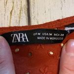 ZARA Burnt Orange Eyelet Cutout Mini Ruffle Dress Size Medium Photo 6