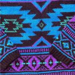 Vintage 80s 90s Oversized Sweater Acrylic Fair Isle Bright Neon Blue Purple sz L Size L Photo 6