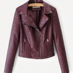 Wine Faux Leather Biker Jacket Red Size M Photo 0