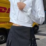 Brandy Melville White Cropped Zip Up Hoodie Photo 0