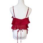 Rumored Tango Wrap Top SMALL Tiered Ruffles Shimmer Feminine Sheer Frilly Danty Red Photo 3