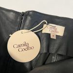Camila Coelho NEW  Sz M Cora Leather Straight Leg Pants Split Hem Black Photo 5
