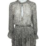 ZARA Brown Tan Leopard Animal Print Long Sleeve Ruffle Tiered Mini Dress Sz XS Photo 3