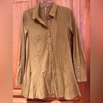 Free People  Cotton Poplin Button Front Mini Shirt Dress in Chartreuse Size Small Photo 5