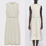 ZARA  NWT off white ivory belted front mock neck soft sleeveless midi dress Photo 1