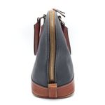 Dooney & Bourke Pebble Grain Zip Around Satchel Black & Cognac Brown Leather Bag Photo 5