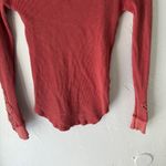 We The Free  Thermal Top Fitted XS Red Long Sleeve Crochet Cuff‎ Waffle Knit Boho Photo 2