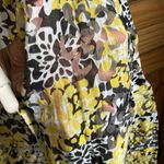 Ruby Rd . Yellow, Black & White Design Sheer Button Down Shirt Size 16 Photo 2