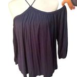 Ella Moss Navy Off Shoulder Balloon Sleeve T Shirt - size medium Photo 0