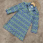 Jude Connally Marlowe Trellis Cobalt Kelly Dress Collared 3/4 Sleeve Preppy S Blue Photo 2