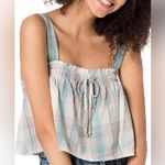 American Eagle Cropped Plaid Tank Top with Drawstring, Great Condition Photo 0