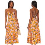 Free People NWT Finer Things Maxi Dress in Sunshine Combo Orange Floral Size L Photo 1