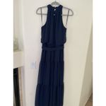 Julia Jordan  Navy Blue Swiss Dot Mock Neck Maxi‎ Dress Size 4 Photo 7