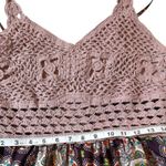 Band of Gypsies BOG Collective Purple Floral Crochet Wide Leg Smocked Pockets Bohemian Large Photo 9