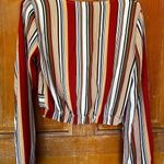 Polly & Esther  Junior’s striped twist detailed button‎ front top size small Photo 4