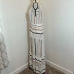 l*space L* Striped Maxi Dress White Black Tan Boho Beach Vacation S P V Neck Photo 1