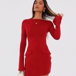 PRETTYGARDEN Fir Pine Green Knit Long Sleeve Bodycon Boat Neck Mini Dress  Small Photo 6