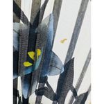 Vintage Folding Hand Fan Black Beautiful Hand Painted Flowers Delicate Fabric Photo 8