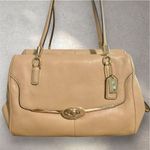 Coach Madison Madeline East/West Satchel Bag Tan Leather Photo 0