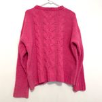 American Eagle AEO AE Chenille Cable Knit Sweater Bright Pink Barbie Oversized L Photo 11