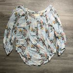 Maeve Anthropologie Blue White Floral V Neck Long Sleeve Blouse Size 8 Flowy Photo 0