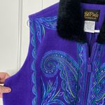 Bob Mackie NWOT Vintage  women’s purple fleece embroidered‎ fuzzy collar vest art Photo 1