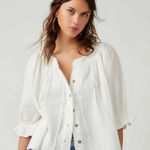 Free People Bohemian Gauze Lucy Solid Swing Top in White Size XL Cottage Photo 0