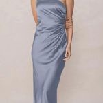 Revelry Jade Satin Dress Blue Size 4 Photo 0