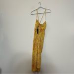 Lulus NWT Lulu’s Mai Mustard Yellow Floral Print Lace-Up Midi Dress Photo 5