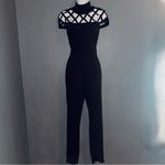 Women’s Lattice High Neck Sexy Jumpsuit Black Romper Womens Large Photo 3