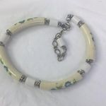 Vintage bone china bracelet floral floral white blue 9.5" Cottagecore Photo 0